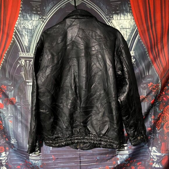 Giovanni Navarre Italian Stone Jacket Men's L Black Leather Outdoor Workwear - Picture 4 of 9